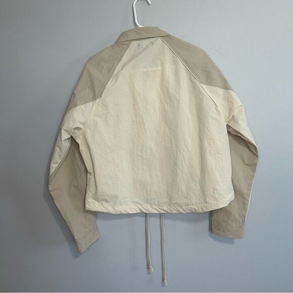 NWT PrettyLittleThing Stone Texture Shell Tracksuit Jacket Beige Cream Size 4 - Picture 6 of 8